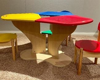 Item 242:  Lego Table and Chairs:  $165                                                           Table - 38.5" x 22.5"                                                                                            Chairs - 13" x 23"  