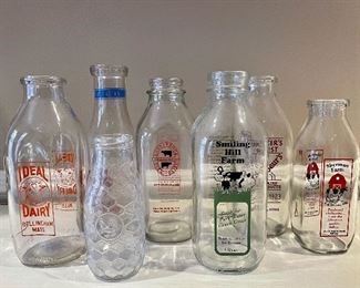 Item 256:  Lot of Assorted Vintage Milk Bottles:  $65