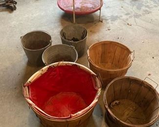 Garden table and galvanized pails