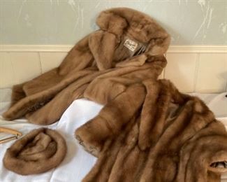 Mink Coat Stole and Hat