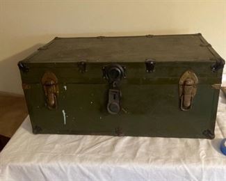 Old Metal Trunk with Liner Intact