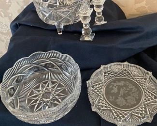 Pressed Glassware Bowls and Candlesticks