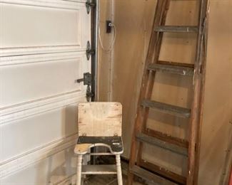 Step Stool and Wooden Ladder