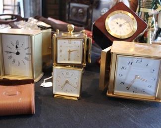 small brass clocks/ barometer, etc – Tiffany, Abercrombie & Fitch, Bucherer