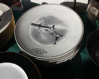 Limoges / vtg Abercrombie & Fitch plates - some hand painted signed F. Vosmansky; Maynard Reece plates