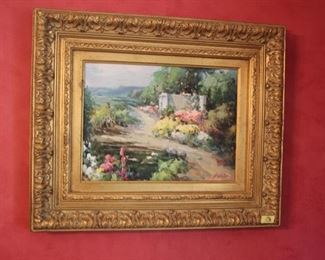 Oil painting floral landscape