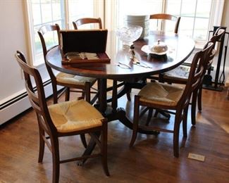 Dining table with rush seat chairs