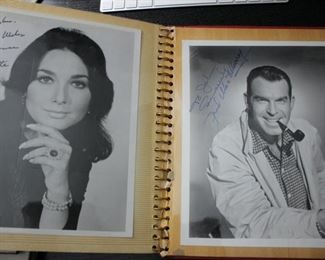 three vintage photo albums with assorted autographs  - celebrities, sports figures, etc - Jimmy Stewart, Joe Nameth, Nolan Ryan, Joe DiMaggio, James Garner, Diana Rigg, Pat Nixon, Woody Allen, Ernie Banks, Willis Reed, Dean Martin & more…..