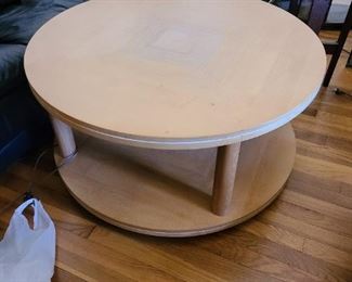 1 of 2 Mid Century Modern round coffee table with wheels