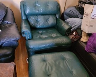 Vintage leather chair & ottoman