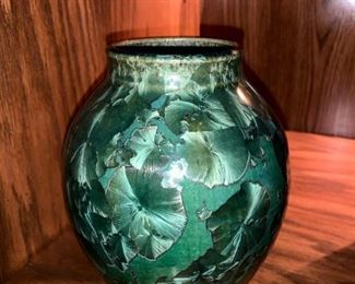 Signed Iridescent Pansy Vase!