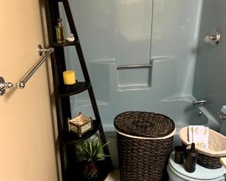 Ladder Shelf, Wicker, & Bathroom Essentials!