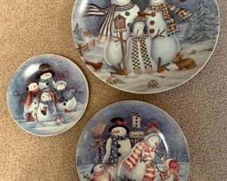 At Home America Snowman Family Plates!