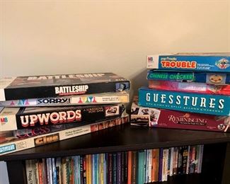 Pressman Family Classics Chess #3224, 1992 Parkers Bros Clue #00045, Milton Bradley Battleship #4730
1992 Parker Bros Sorry #00390, Milton Bradley UpWords #4312, 1986 Milton Bradley Popomatic Trouble, 1990 Milton Bradley Guesstures, Etc!
