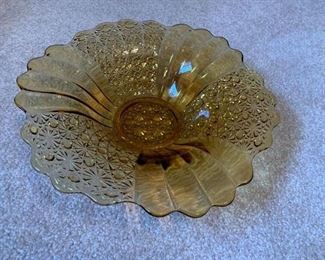 Vintage Amber Depression Glass Bowl!