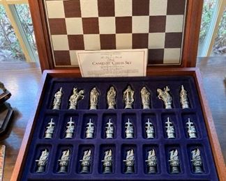 Rare "Camelot" pewter chess set