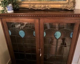 Stain glass front display cabinet