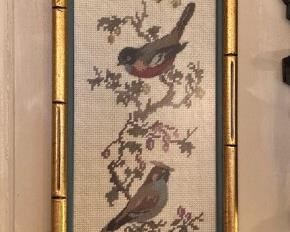 Framed neddlepoint birds