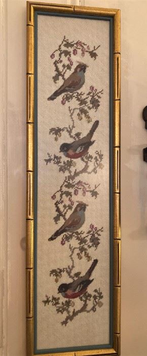 Framed neddlepoint birds