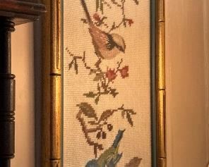 Coordinating framed neddlepoint birds