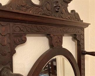 Top carving of hall tree