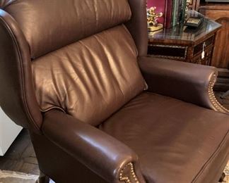 One of two leather recliners