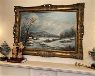 Snow scene by Artist J. Welch