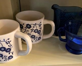 Blue & white mugs