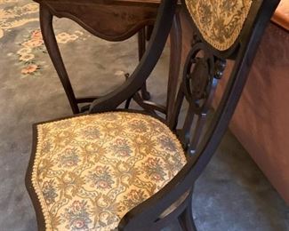 Antique chair and triangular shaped drop-leaf table