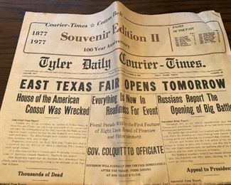 Souvenir Edition of a Tyler Newspaper