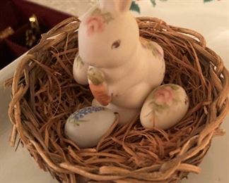 Hand painted rabbit and eggs