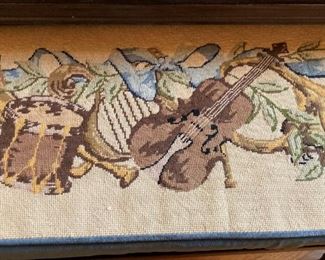 Treasured needlepoint piano bench cushion