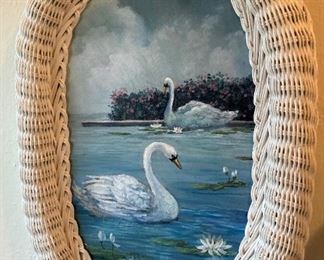 Hand-painted swan art