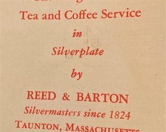 The King Francis  silverplate tea and coffee service by Reed & Barton (Silvermasters since 1824)