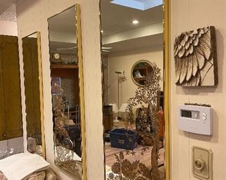 Mid century brass mirrors 