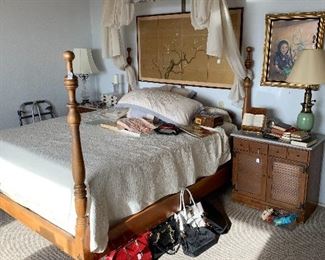 Braumitter by Ethan Allen bedroom set, king size bed with mattresses, plus two side boards and matching wide dresser - all made in Vermont