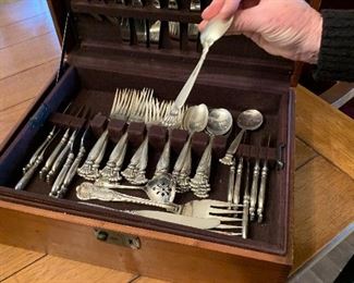 Complete Romance of the Sea Sterling Silver cutlery set with serving ware, plus TONS of other sterling silver pieces such as candleholders, spoons, and silver plated serving ware
