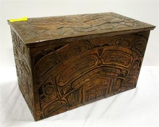 Northwest Coast Haida copper covered trunk