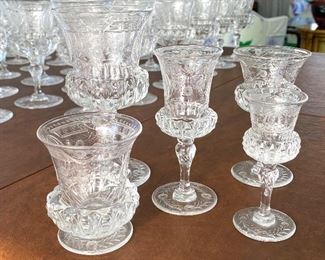 Antique Thomas Webb English Made Antique Engraved Glassware- Absolutely Beautiful! 

This gorgeous stemware pattern is possibly circa 1910, however; we are not 100% certain. 

Wow! is this set truly stunning.  Most of these pieces were ordered in 1950. There is a receipt dated 10/28/1950 detailing an order of this amazing beautiful Thomas Webb "hand engraved table glassware" It was crated and shipped from England to Minnesota. 

This lot includes a total of 109 pieces: 