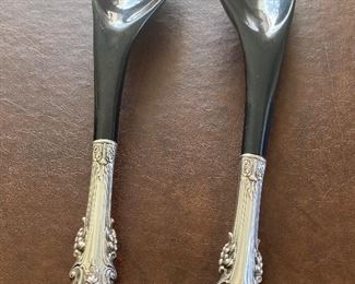 Wallace Salad tongs/salad serving set. Sterling handles. Close to 12” 