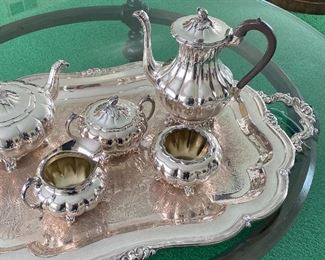 Gorgeous Silver Plate Tea Service; Sheffield Reproduction by Community - "Melon"