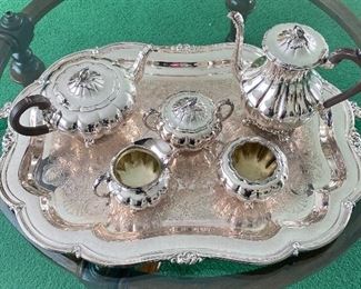 Gorgeous Silver Plate Tea Service; Sheffield Reproduction by Community - "Melon"