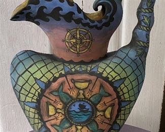 Stunning Handcrafted Vessel by JJ Rock. Truly a beautiful piece of art. The colors are amazing in this wonderful work of art. Measures 15.5" H x 12" W 