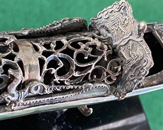Fusetti Diego Handcrafted Sterling Boat Sculpture. WOW! What a piece of amazing handcrafted art! So much talent went into creating this exceptional piece. Is marked "800 Silver" and signed on the bow of the boat and the bottom of the base. Very intricate details; truly amazing craftsmanship