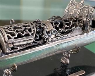 Fusetti Diego Handcrafted Sterling Boat Sculpture. WOW! What a piece of amazing handcrafted art! So much talent went into creating this exceptional piece. Is marked "800 Silver" and signed on the bow of the boat and the bottom of the base. Very intricate details; truly amazing craftsmanship