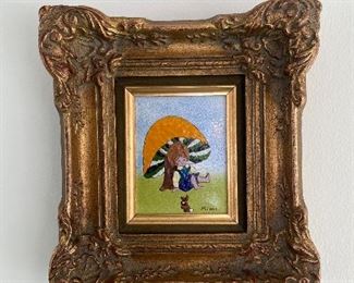 Framed Tile Art by Mimi - 9"x10" in an elaborate gold frame. 