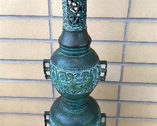 Metal Asian Inspired Candle Holder - 2' feet tall and 7" wide