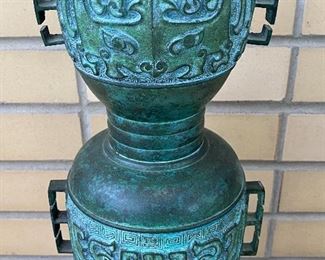 Metal Asian Inspired Candle Holder - 2' feet tall and 7" wide