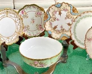 Seven Pieces Vintage Limoges Glassware - includes six plates and one bowl. The plates on average, measure 8.5" and the bowl is 9.1" and 3" 