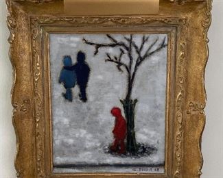 Framed Oil on Canvas by Georges Doussot (1962) Framed in an ornate gold frame (does have a few knicks) 

This listed French Post -Impressionist was active in the 1960's and 70's and has sold a major auction houses including Southeby's and Christies.